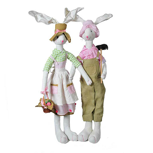 Easter Town Farmer Bunnies by Raz Imports