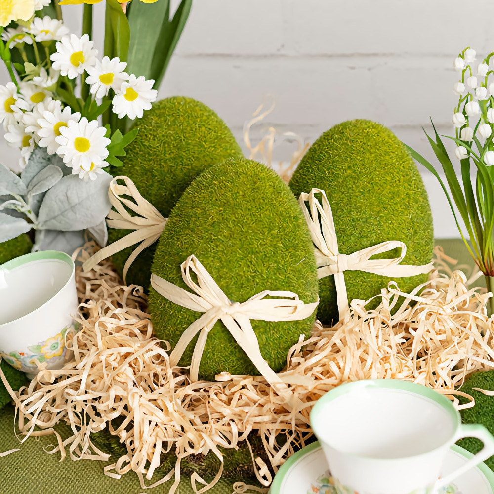 Moss Easter Eggs Pack of 3 15cm